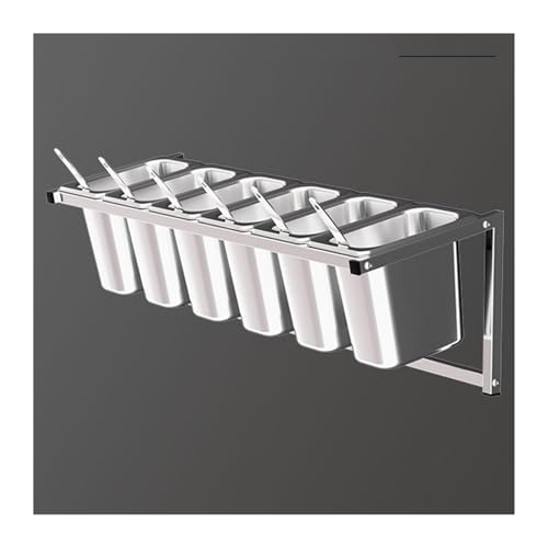 Stainless Steel Wall-Mounted Condiment Rack Set for Kitchen & Restaurant - Ideal for Seasoning Storage & Organization - Perfect for Buffets & Food Containers, Argento