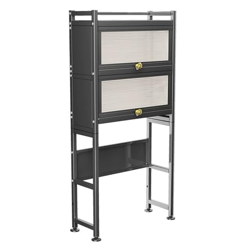 Multifunctional Space Saving Shelving Unit Over Washing Machine, Freestanding Multi-Tier Bathroom Shelf for Laundry, Grey (70 x 25 x 135 cm)