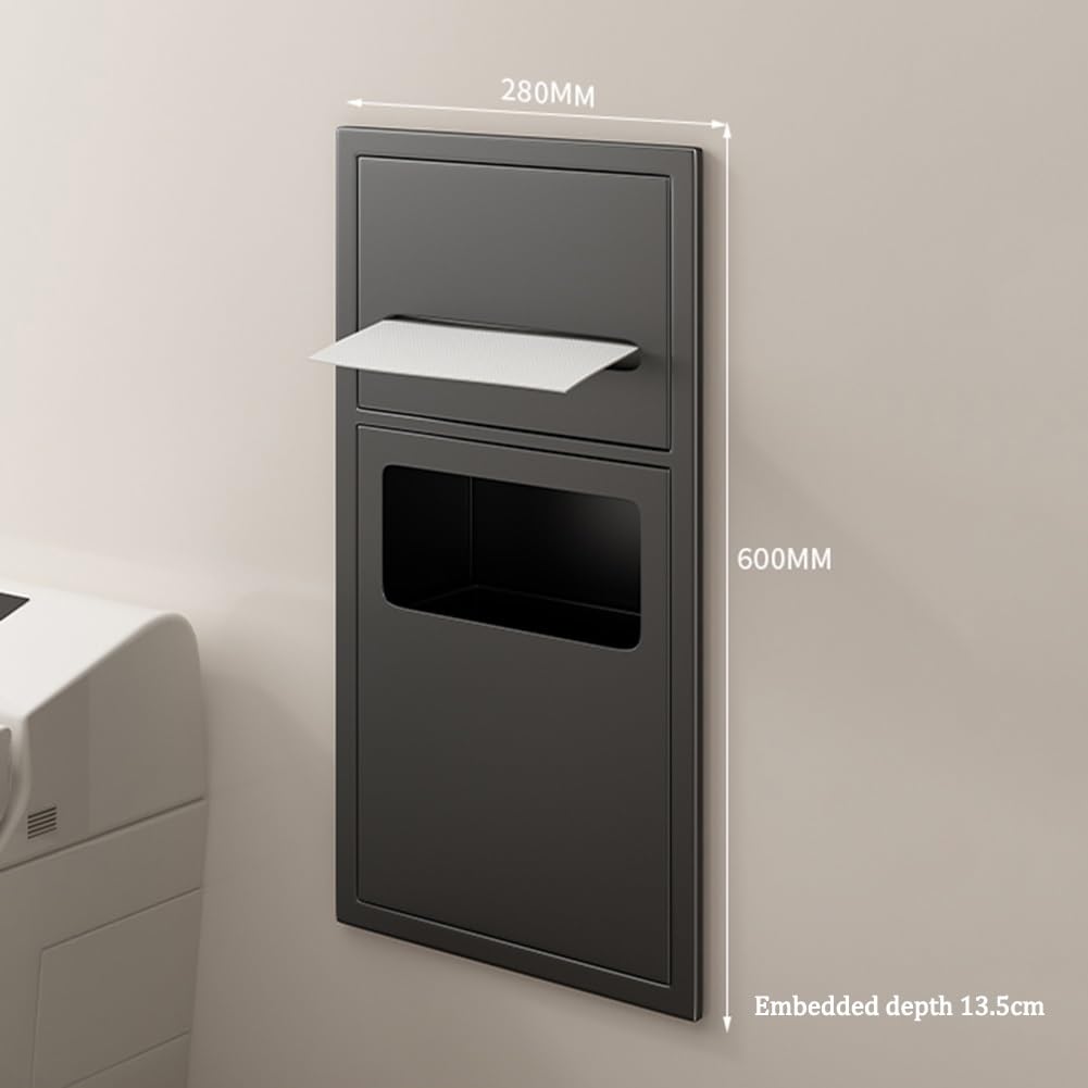 RJYYYDS Stainless Steel Bathroom Niche, Recessed Organizer Shower Shelf, with Garbage Can - Waterproof Wall-Inserted Storage Caddy, for Shower Essentials