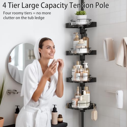 shuang qing Corner Shower Caddy Tension Pole Organizer
