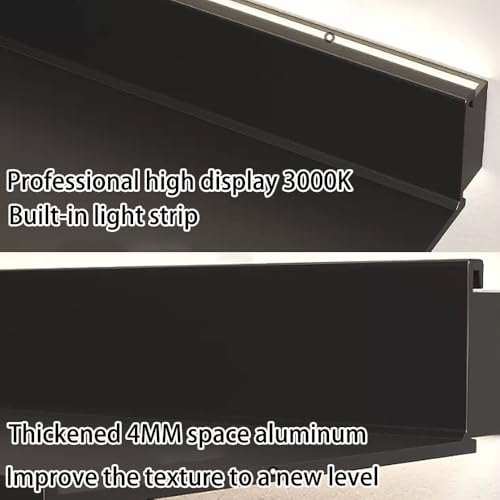 UFAGFDA Floating Shelves Hanging Shelve Storage Organizers Multi-Layer,Heavy-Du Metal Wall Shelves 3-Piece Set with LED Lighting Slish Hanging Boohelf for Living Room Decor Sturdy Display Rack for B