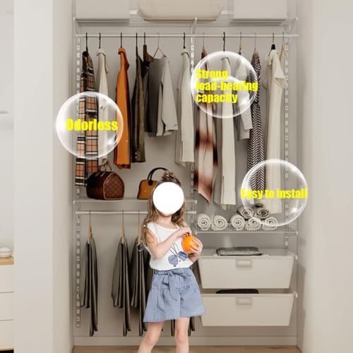 Wire Closet Organizer System Wall Mounted Custom Closet Kit Adjustable Storage Shelves for Clothes Shoes Handbags for Home Closet/Pantry/Laundry/Mudroom W 3.46M