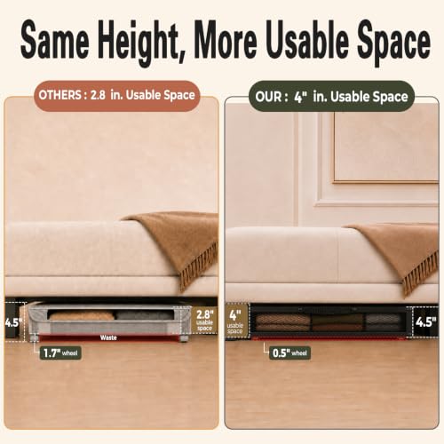 Fokyfok 2 Pack Under the Bed Storage Containers,31 inch Long Underbed Storage with Wheels,12 inch Height Under Bed Shoe Storage,Large Rolling under bed Clothes Storage Drawers with Lid for Dorm,Parent