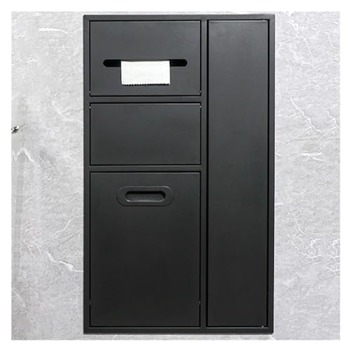 Stainless Steel Shower Nich, Recessed Shower Trash Can Holder, Built-in Shampoo Storage Shelf for Bathroom Storage/Shampoo/Toiletries,Black-40x67x14cm/15.74x26.37x5.51in
