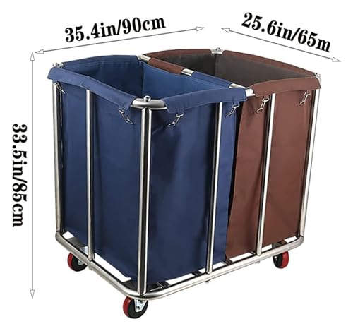 EUQKKWLOY Heavy-Duty Laundry Cart on Wheels Commercial Laundry Trolley with Removable Bag for Hotels & Laundromats Sorting Cart for Efficient Laundry Management