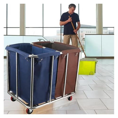 EUQKKWLOY Heavy-Duty Laundry Cart on Wheels Commercial Laundry Trolley with Removable Bag for Hotels & Laundromats Sorting Cart for Efficient Laundry Management