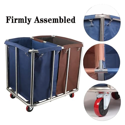 EUQKKWLOY Heavy-Duty Laundry Cart on Wheels Commercial Laundry Trolley with Removable Bag for Hotels & Laundromats Sorting Cart for Efficient Laundry Management