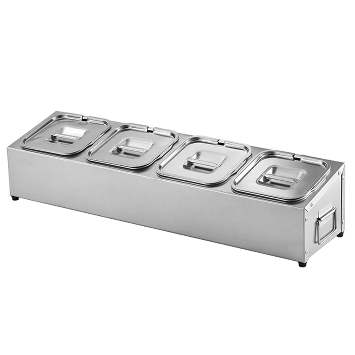 Stainless Steel Spice Rack Set - Commercial Condiment Holder & Food Dispenser - Countertop Organizer for Salt, Sugar, Seasonings & Fruits - Durable Silver Storage Solution, 36.4x18x15.5cm