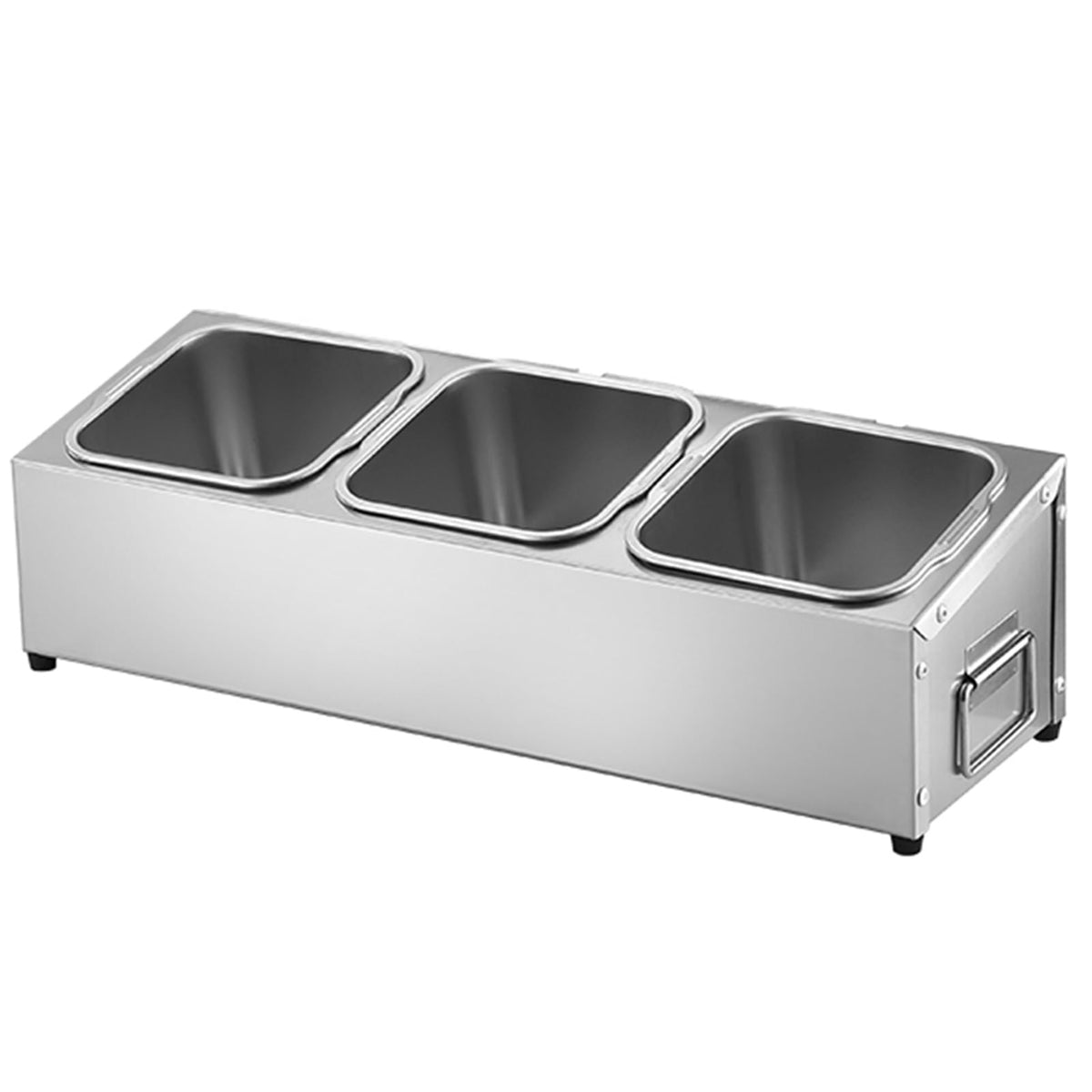 Stainless Steel Spice Rack Set - Commercial Condiment Holder & Food Dispenser - Countertop Organizer for Salt, Sugar, Seasonings & Fruits - Durable Silver Storage Solution, 36.4x18x15.5cm