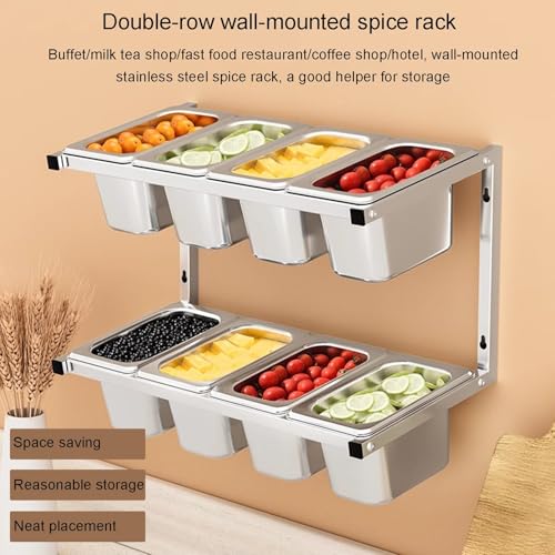 SDVantage Stainless Steel Spice Rack Wall Orga Spacesaving Kitchen Condiment Dispenser Perfect for Buffets and Food Storage Solutions