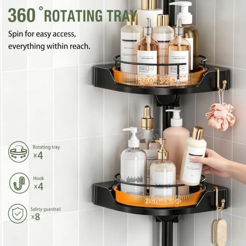 shuang qing Corner Shower Caddy Tension Pole Organizer