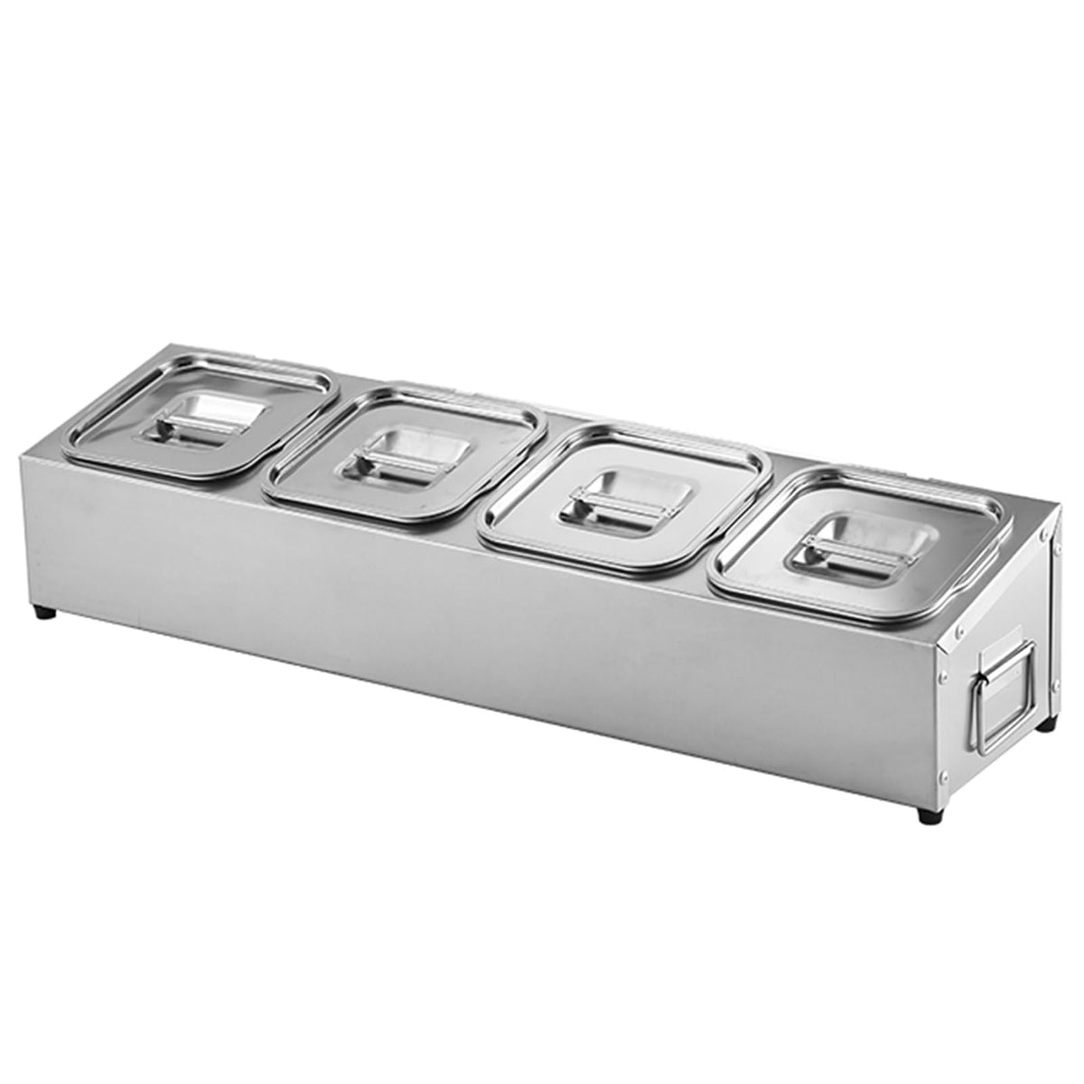 Stainless Steel Spice Rack Set - Commercial Condiment Holder & Food Dispenser - Countertop Organizer for Salt, Sugar, Seasonings & Fruits - Durable Silver Storage Solution, 36.4x18x15.5cm