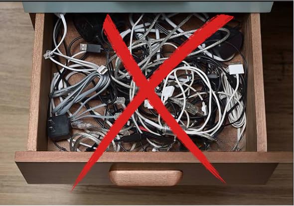 4-Pack Clear Cable Management Boxes with 40 Silicone Ties - Durable Cord Organizer Storage Solution for Desk Accessories, Electronics, Cosmetics, Jewelry - Versatile Home & Office Organization Kit