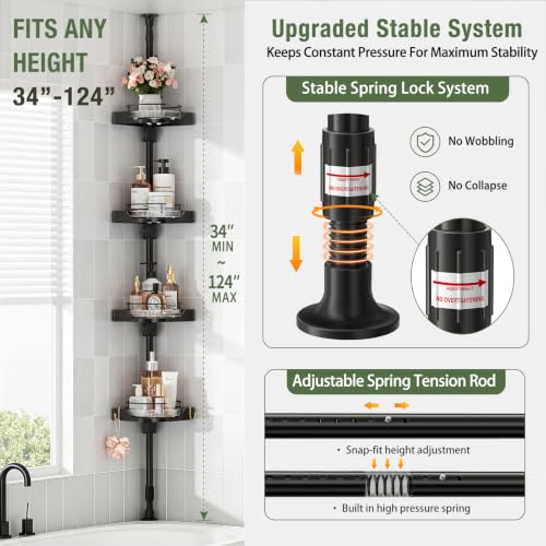 shuang qing Corner Shower Caddy Tension Pole Organizer
