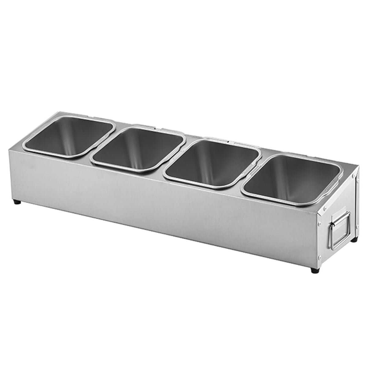 Stainless Steel Spice Rack Set - Commercial Condiment Holder & Food Dispenser - Countertop Organizer for Salt, Sugar, Seasonings & Fruits - Durable Silver Storage Solution, 36.4x18x15.5cm