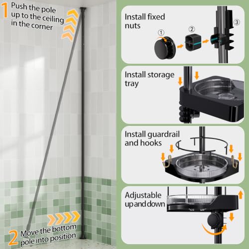 shuang qing Corner Shower Caddy Tension Pole Organizer