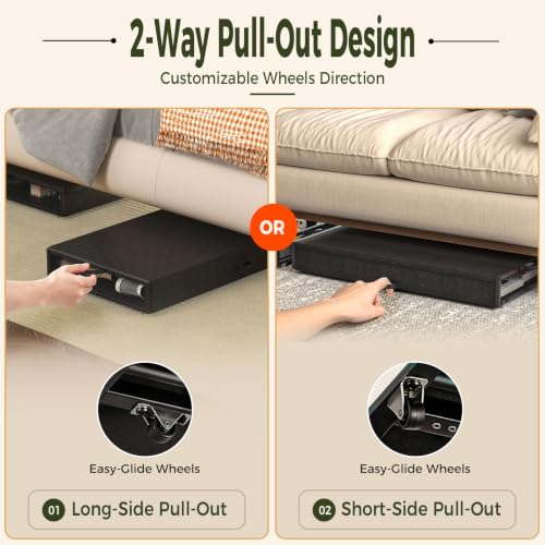 Fokyfok 2 Pack Under the Bed Storage Containers,31 inch Long Underbed Storage with Wheels,12 inch Height Under Bed Shoe Storage,Large Rolling under bed Clothes Storage Drawers with Lid for Dorm,Parent