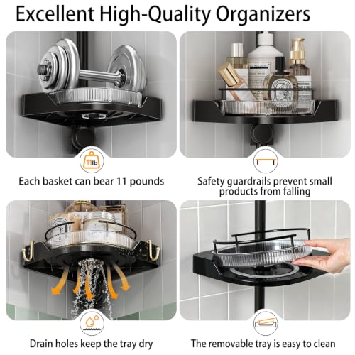shuang qing Corner Shower Caddy Tension Pole Organizer