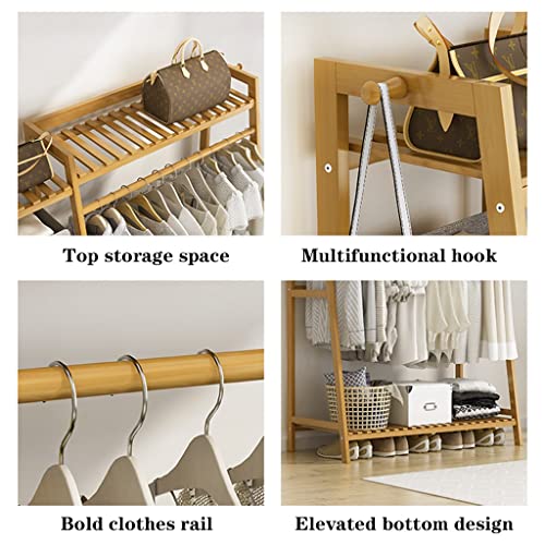 Coat Rack Clothes Rod Rack Shoe Bench Coat Stand Rack Hanger Clothing Racks Bamboo Garment Rack For Hanging Clothes Heavy Duty Rack With Shelves And Shoe Clothing Storage Organizer Open Coat Stands F
