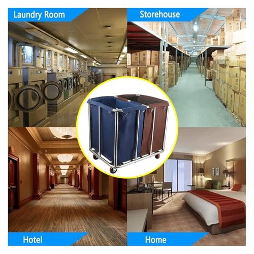 EUQKKWLOY Heavy-Duty Laundry Cart on Wheels Commercial Laundry Trolley with Removable Bag for Hotels & Laundromats Sorting Cart for Efficient Laundry Management