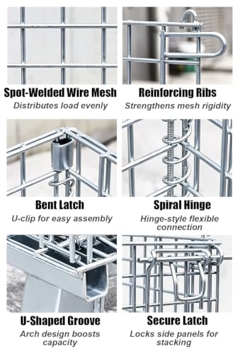 Heavy-Duty Wire Mesh Storage Cart with 4 Wheels & Folding Feet - Mobile Utility Trolley for Home, Garage, Warehouse, and Shop Organization