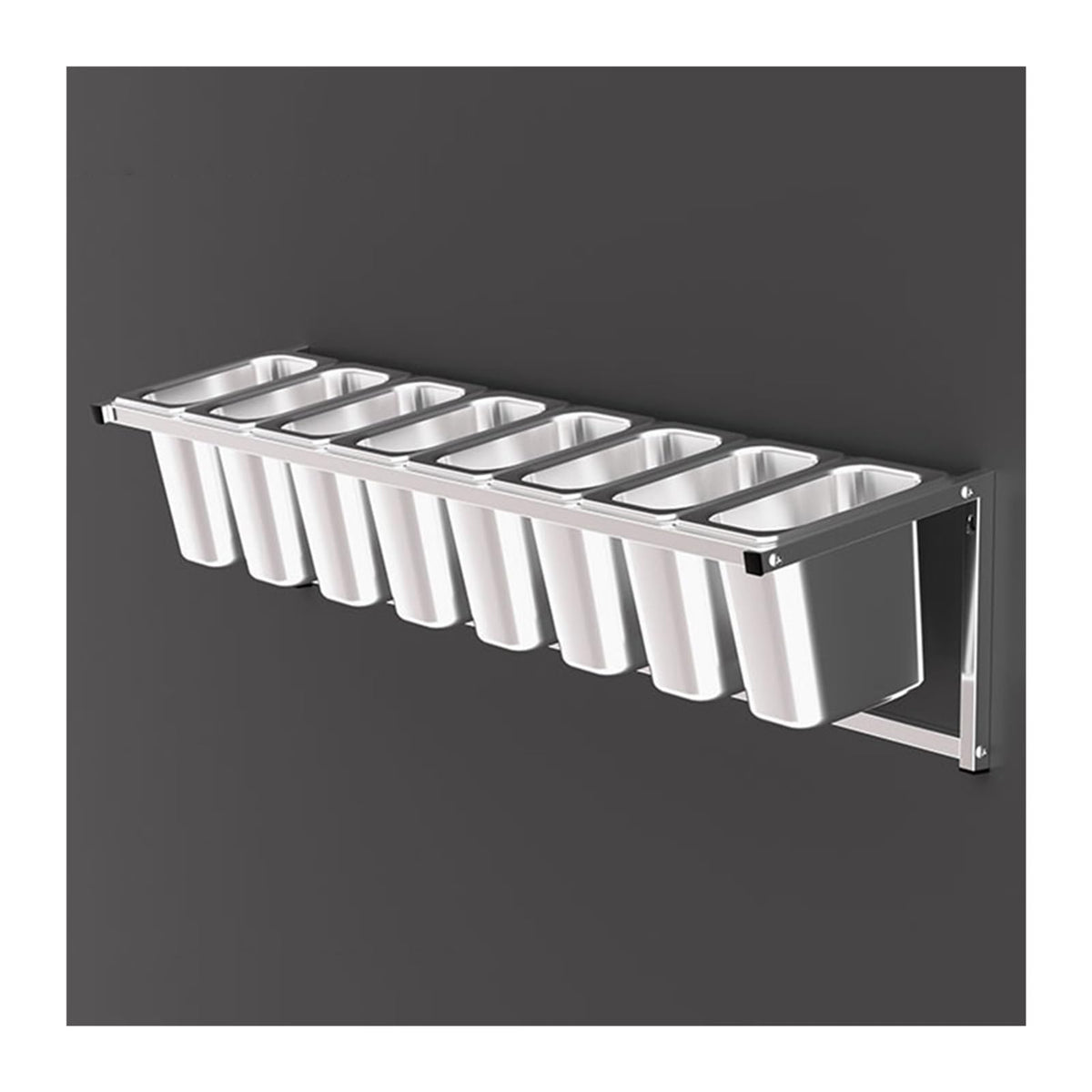 LXBAMKEA Wall-Mounted Commercial Spice Rack Set, Stainless Steel Condiment Racks Organizer Shelf for Kitchen Buffet Restaurant, Seasoning Ingredients Fruits Food Container