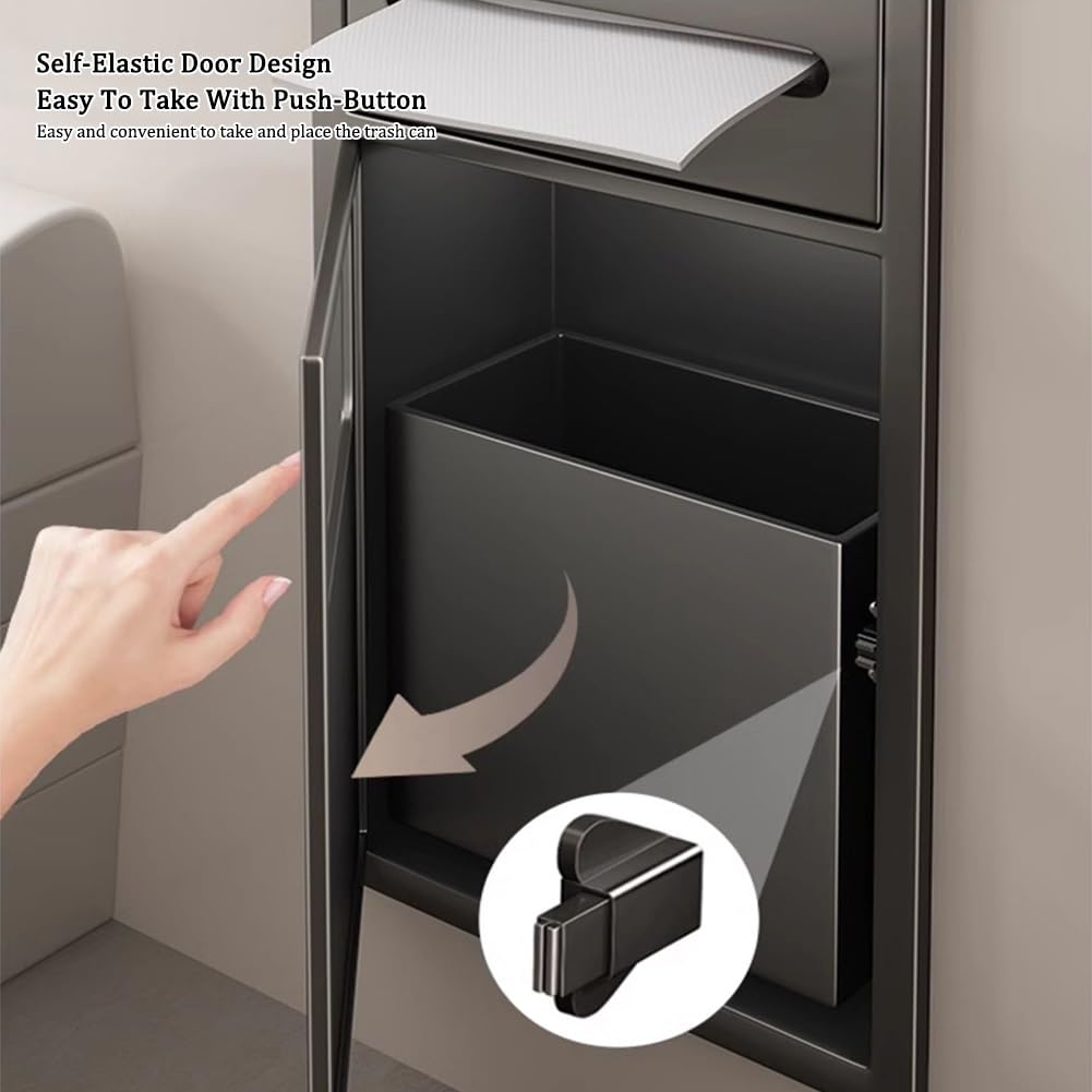 RJYYYDS Stainless Steel Bathroom Niche, Recessed Organizer Shower Shelf, with Garbage Can - Waterproof Wall-Inserted Storage Caddy, for Shower Essentials