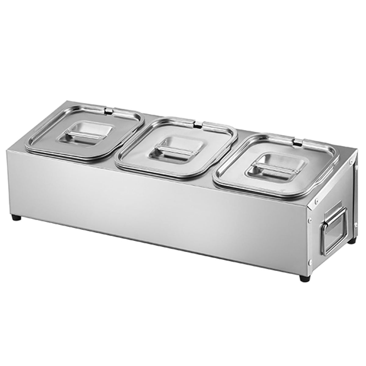 Stainless Steel Spice Rack Set - Commercial Condiment Holder & Food Dispenser - Countertop Organizer for Salt, Sugar, Seasonings & Fruits - Durable Silver Storage Solution, 36.4x18x15.5cm
