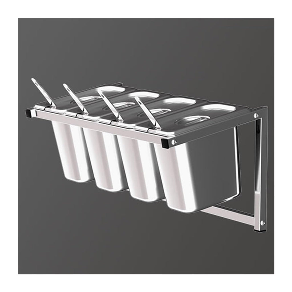 LXBAMKEA Wall-Mounted Commercial Spice Rack Set, Stainless Steel Condiment Racks Organizer Shelf for Kitchen Buffet Restaurant, Seasoning Ingredients Fruits Food Container