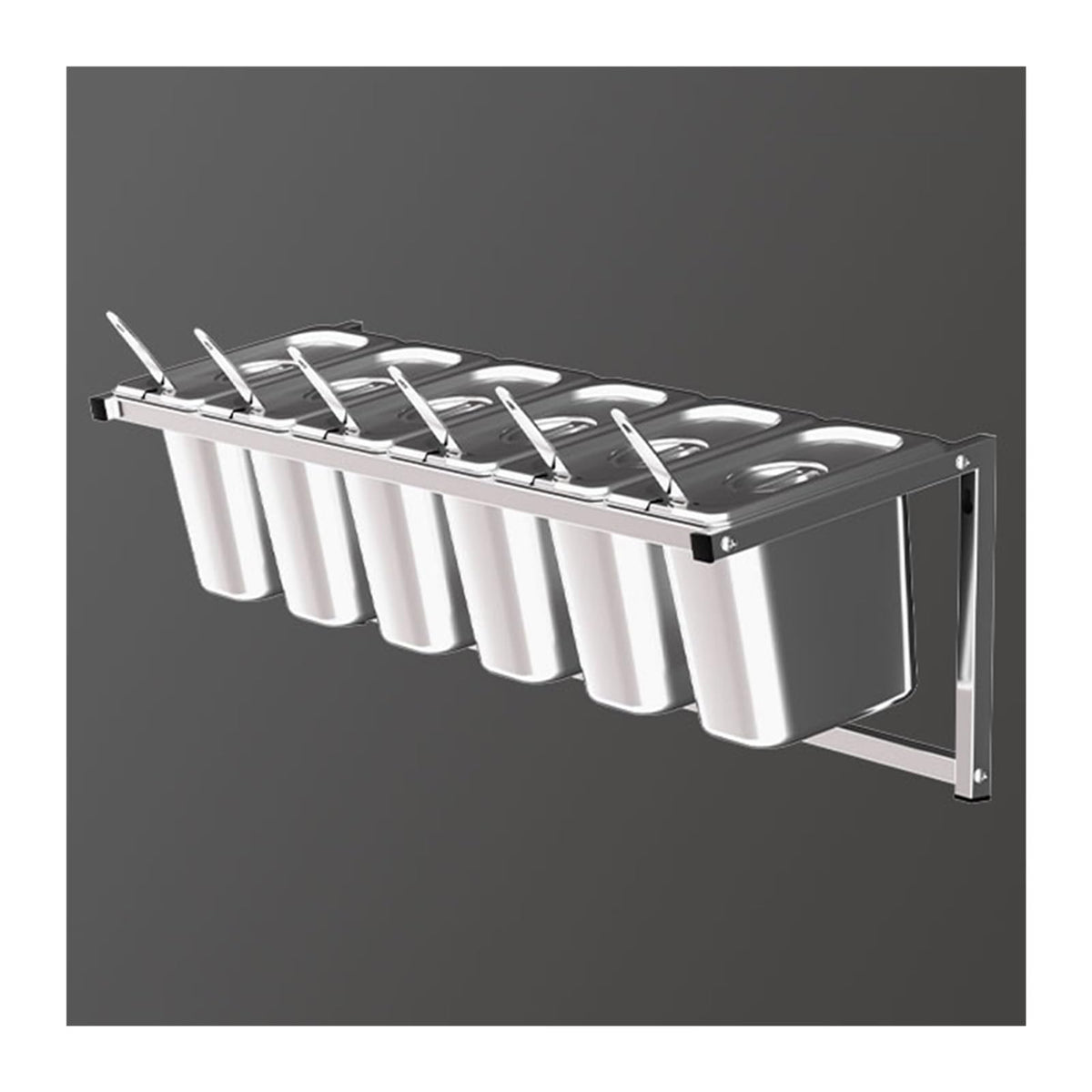 LXBAMKEA Wall-Mounted Commercial Spice Rack Set, Stainless Steel Condiment Racks Organizer Shelf for Kitchen Buffet Restaurant, Seasoning Ingredients Fruits Food Container