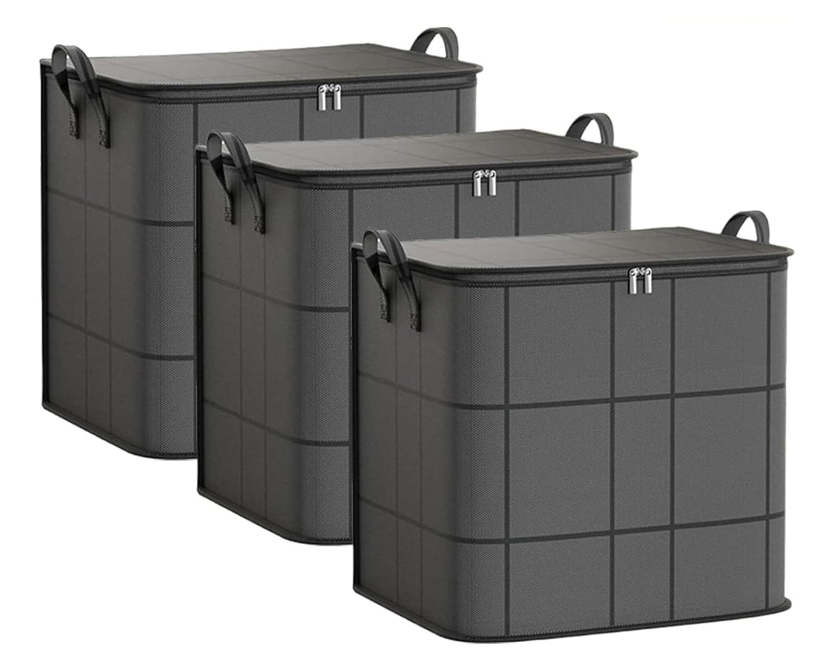 3-Pack 210L Extra-Large Fabric Storage Totes with Zippers