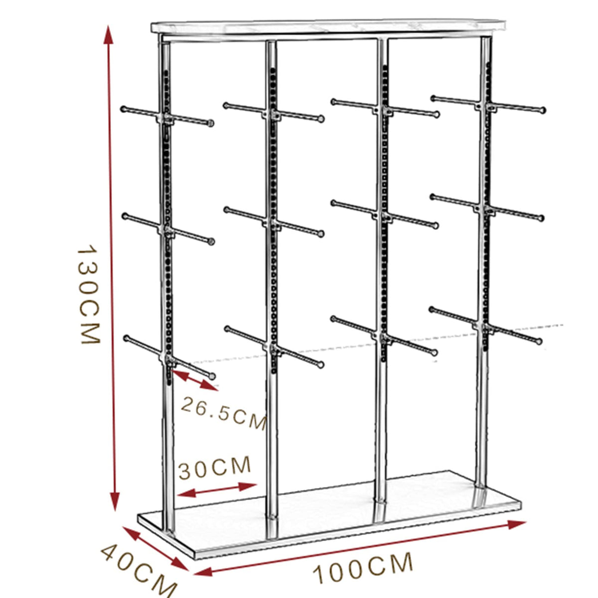 Garment Rack - Adjustable Double-Sided Hanging Rods for Clothing Store, Metal Storage Fixture for Underwear and Bra Display, Modern Space Saver Design