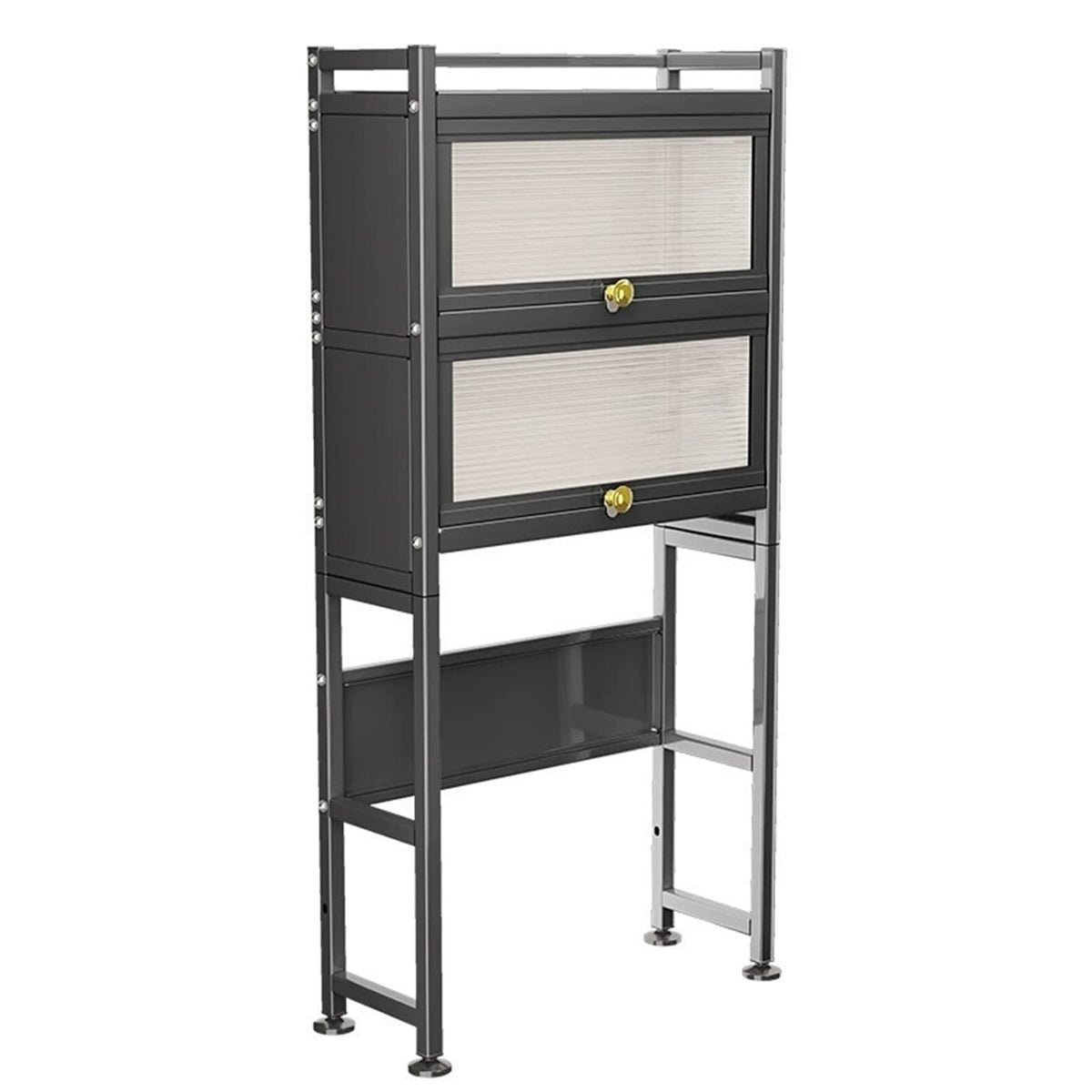 Multifunctional Space Saving Shelving Unit Over Washing Machine, Freestanding Multi-Tier Bathroom Shelf for Laundry, Grey (70 x 25 x 135 cm)