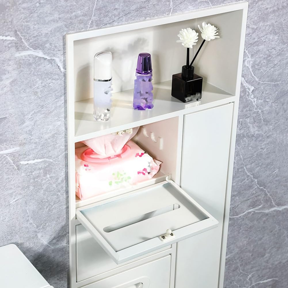 Stainless Steel Shower Nich, Recessed Shower Trash Can Holder, Built-in Shampoo Storage Shelf for Bathroom Storage/Shampoo/Toiletries,Black-40x67x14cm/15.74x26.37x5.51in