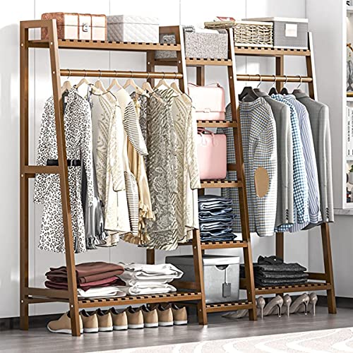 Coat Rack Clothes Rod Rack Shoe Bench Coat Stand Rack Hanger Clothing Racks Bamboo Garment Rack For Hanging Clothes Heavy Duty Rack With Shelves And Shoe Clothing Storage Organizer Open Coat Stands F