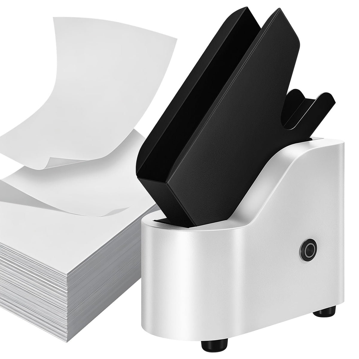 Automatic Desktop Paper Jogger for Desk Organization, 300 Sheet Capacity, 5s Fast Document Alignment, 18,000 RPM Wind Force and 6,000 RPM Vibration Anti Static & Non-Stick for A4/A5/A6/Letter Sizes