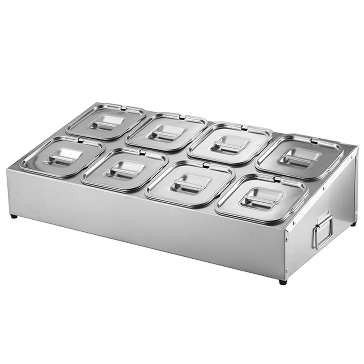 Stainless Steel Spice Rack Set - Commercial Condiment Holder & Food Dispenser - Countertop Organizer for Salt, Sugar, Seasonings & Fruits - Durable Silver Storage Solution, 36.4x18x15.5cm
