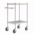 Commercial Chrome Utility Cart with Wooden Shelf Insert