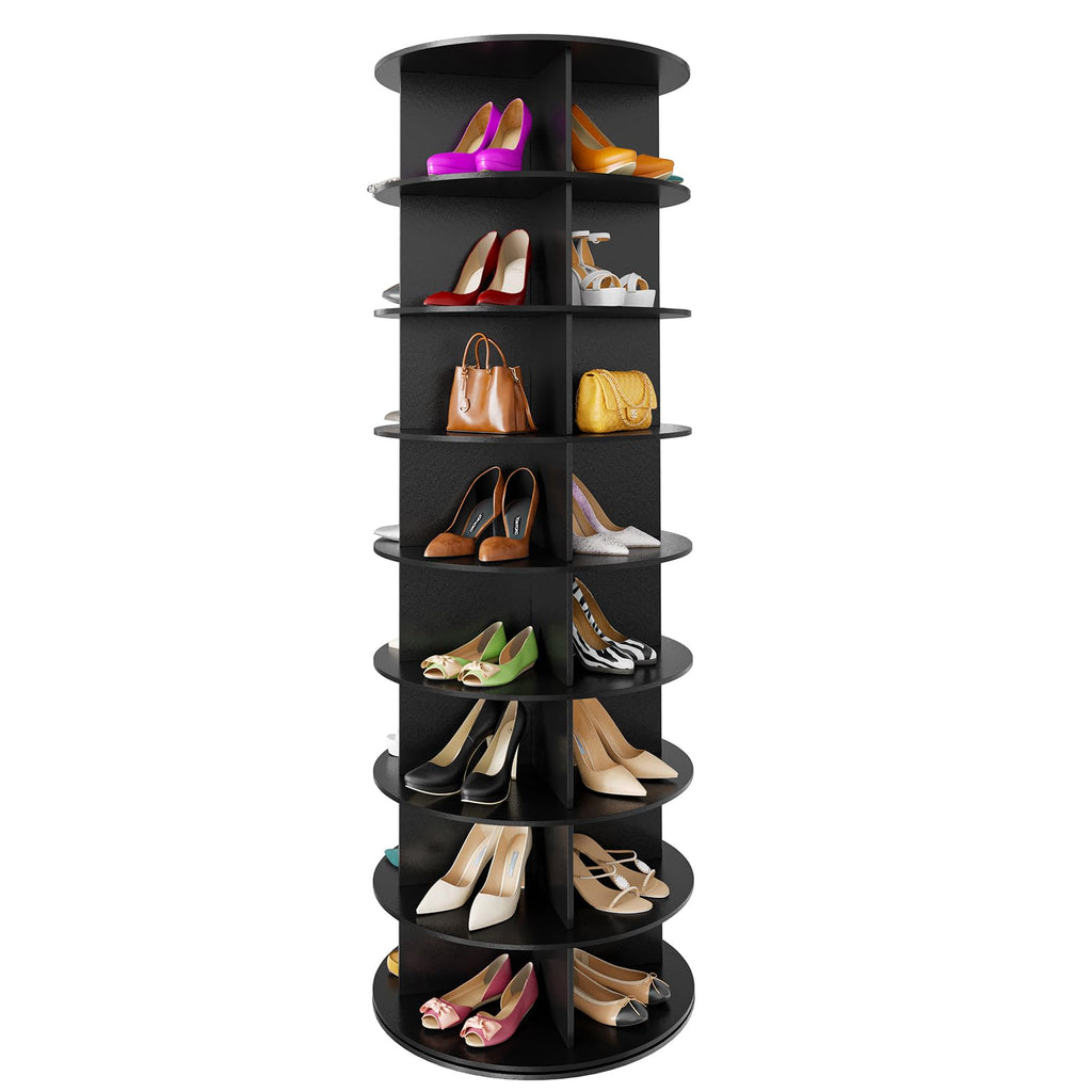 SpaceAid 7 Tier Rotating Shoe Rack Tower, Spinning Shoe Display Lazy Susan, Revolving 360 Shoe Rack Storage Round Carousel, Vertical Handbag Rotate Shoes Closet Organization