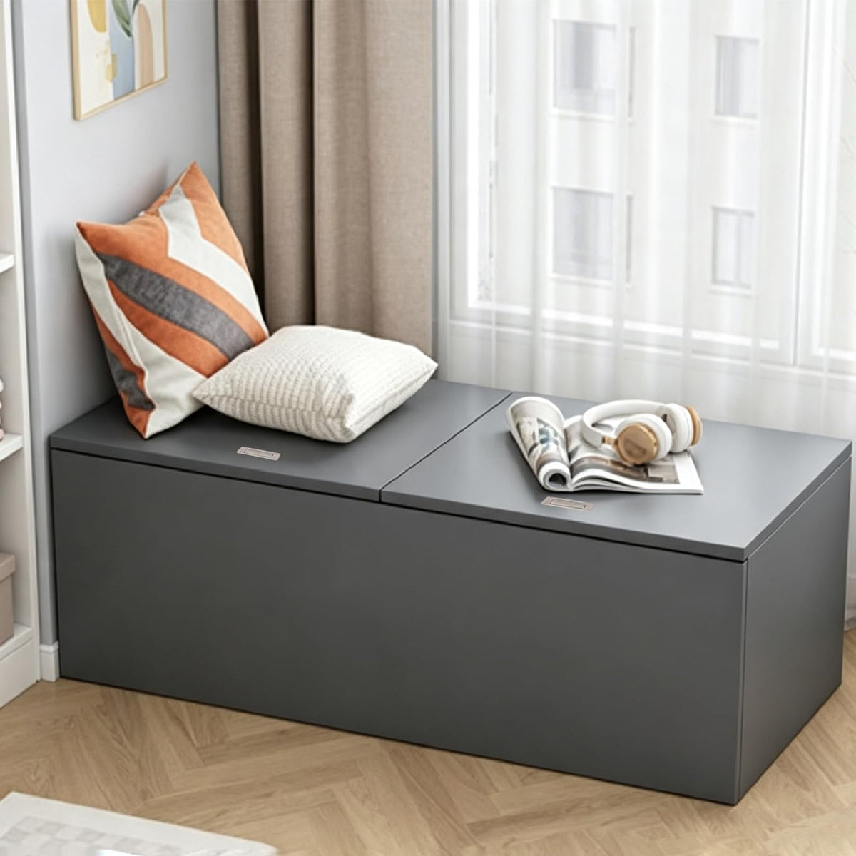 LBCZJYX Flip-Top Storage Bench with Hidden Compartment