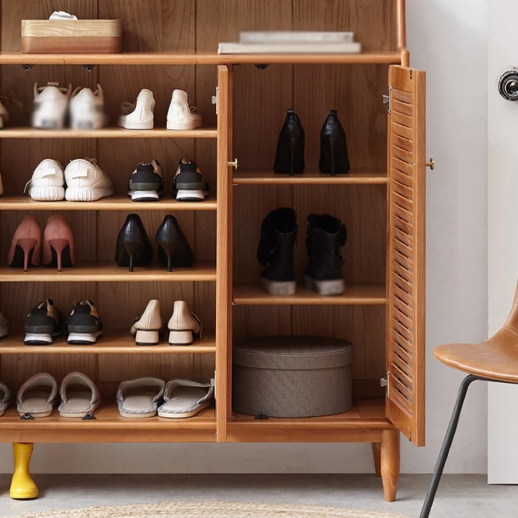 Shoe Organizer Solid Wood Shoe Cabinet Home Entrance Shoe Rack Cherry Wood Home Living Room Entry Storage Locker Shoe Rack for Entryway Shoe Rack for Closet (Size : B)