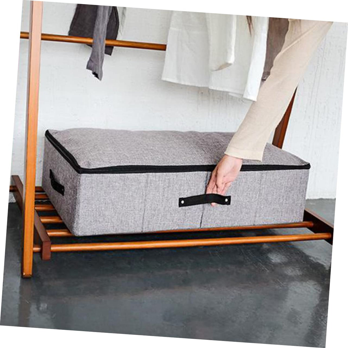 BUGUUYO Box Organizer Foldable Linen Cotton Storage under Bed Clothing