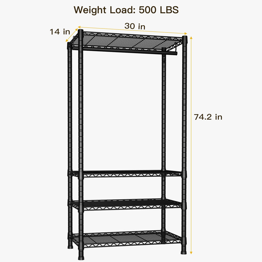 Ulif Heavy-Duty Portable Closets, 4-Tier Freestanding Garment Rack Suit for Small Space and Corner, Closet Organizer System Portable Closet Wardrobe
