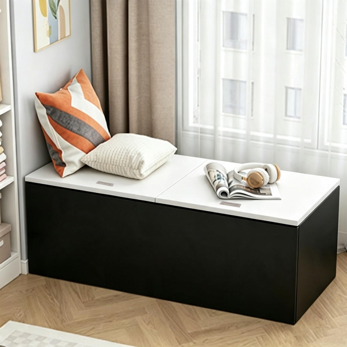 LBCZJYX Flip-Top Storage Bench with Hidden Compartment