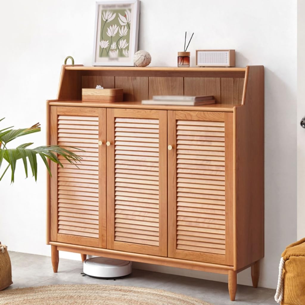 Shoe Organizer Solid Wood Shoe Cabinet Home Entrance Shoe Rack Cherry Wood Home Living Room Entry Storage Locker Shoe Rack for Entryway Shoe Rack for Closet (Size : B)