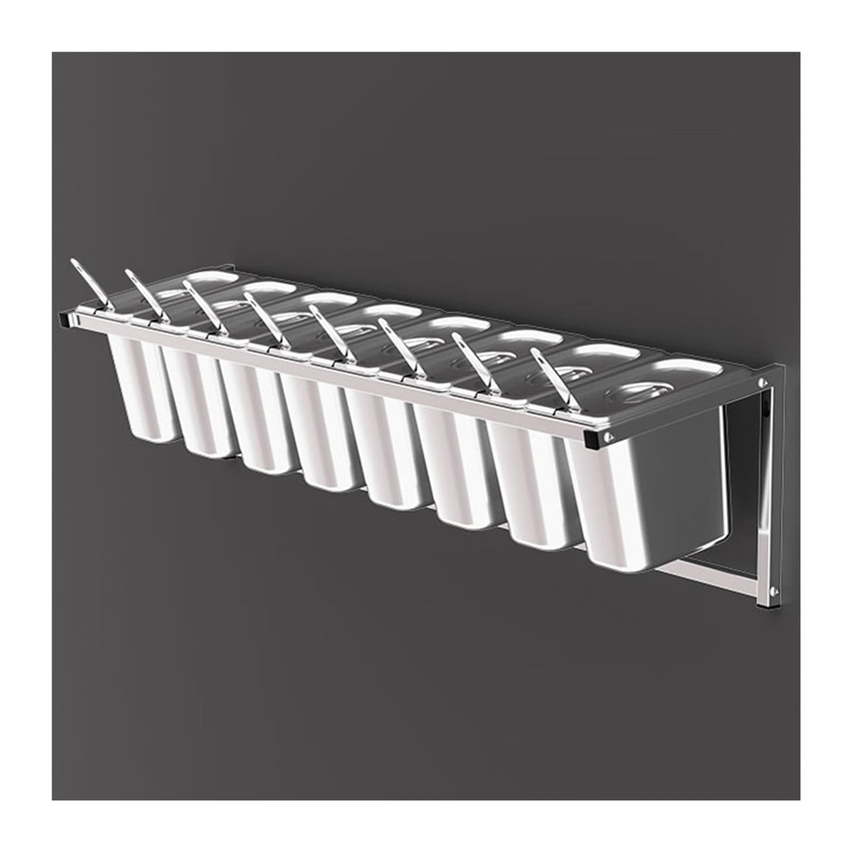 LXBAMKEA Wall-Mounted Commercial Spice Rack Set, Stainless Steel Condiment Racks Organizer Shelf for Kitchen Buffet Restaurant, Seasoning Ingredients Fruits Food Container