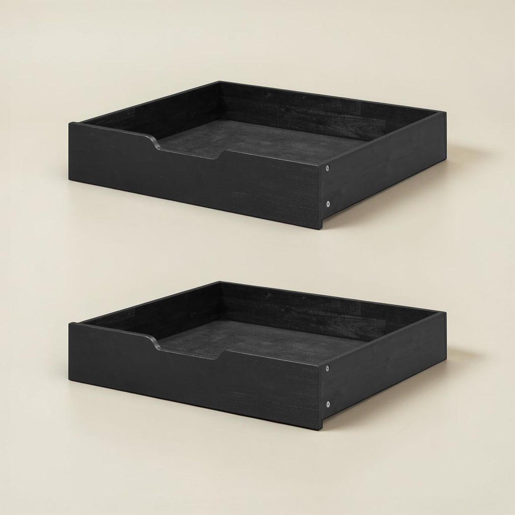 NTC Solid Wood Under Bed Storage with Wheels, 2-Pack Under Bed Organizer Drawer, Space Saving Bedroom Storage Box, 100 lbs Capacity,