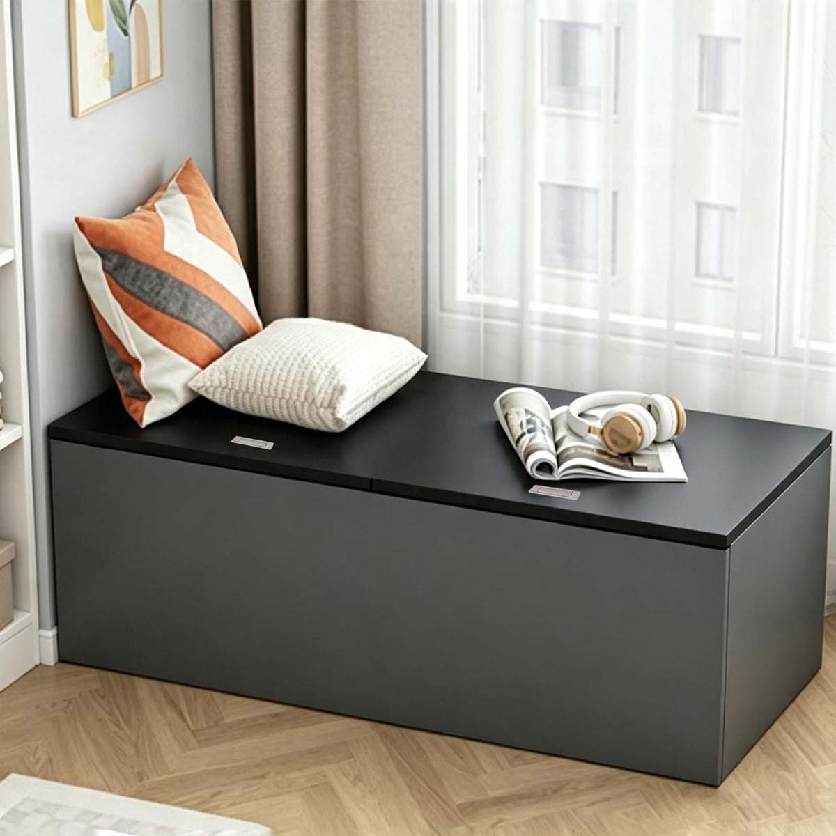 LBCZJYX Flip-Top Storage Bench with Hidden Compartment
