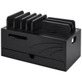 Homde Natural Bamboo Charging Station Rack for Multiple Devices Cable Cord Management Box Organizer Holder with 6 Slots Drawer for Chargers Phones Tablets Watches Electronics