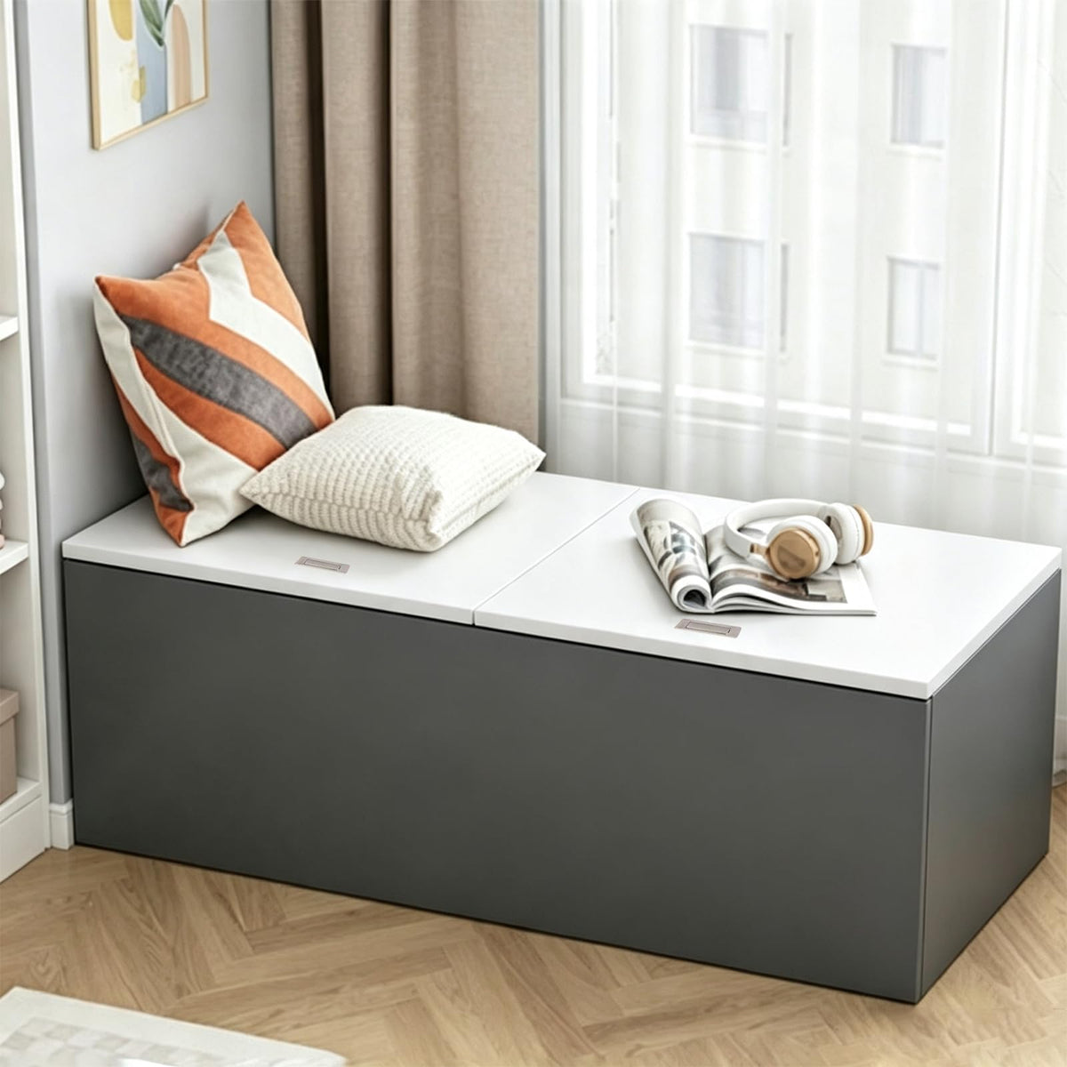 LBCZJYX Flip-Top Storage Bench with Hidden Compartment